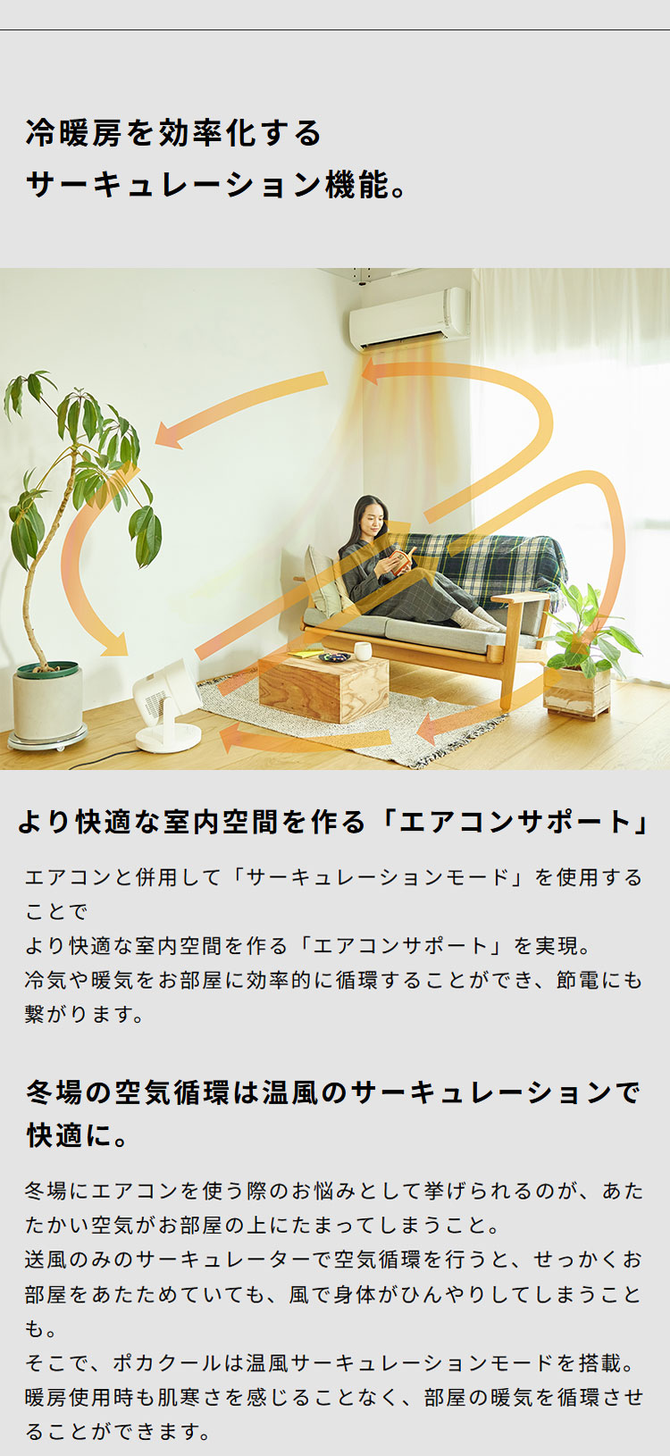 シロカ siroca HOT&COOL サーキュレーター ポカクール 温風 3段階 送風