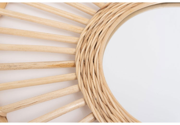 ラタンミラー ミラー 鏡 姿見 壁掛け ウォールミラー 丸型 円型 ラタン