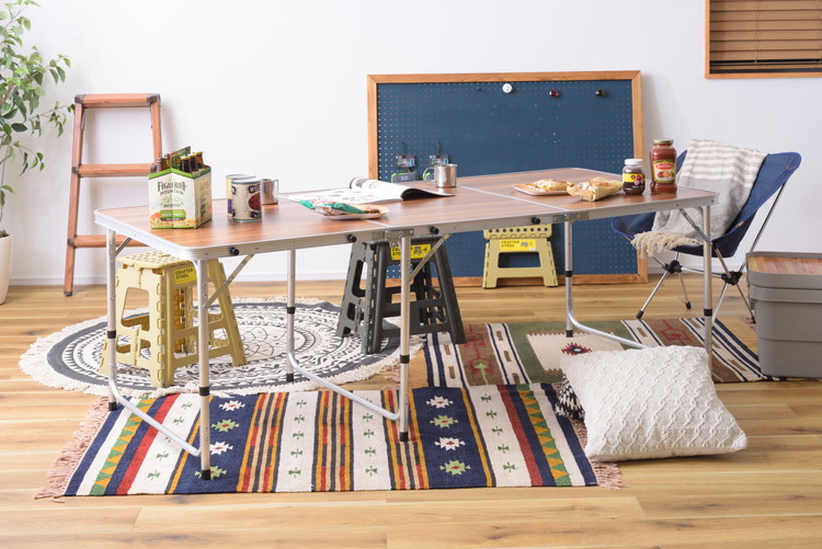 フォールディングテーブル アウトドアテーブル ワイドテーブル 折りたたみテーブル テーブル 横幅180cm 高さ調節 3段階調節 収納 キャンプ BBQ アウトドア 軽量 コンパクト ベランピング(代引不可)【送料無料】 フォールディングテーブル アウトドアテーブル ワイドテーブル