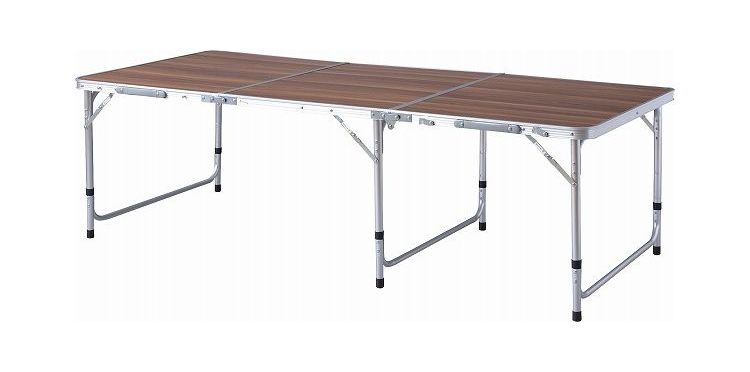 フォールディングテーブル アウトドアテーブル ワイドテーブル 折りたたみテーブル テーブル 横幅180cm 高さ調節 3段階調節 収納 キャンプ BBQ アウトドア 軽量 コンパクト ベランピング(代引不可)【送料無料】 フォールディングテーブル アウトドアテーブル ワイドテーブル