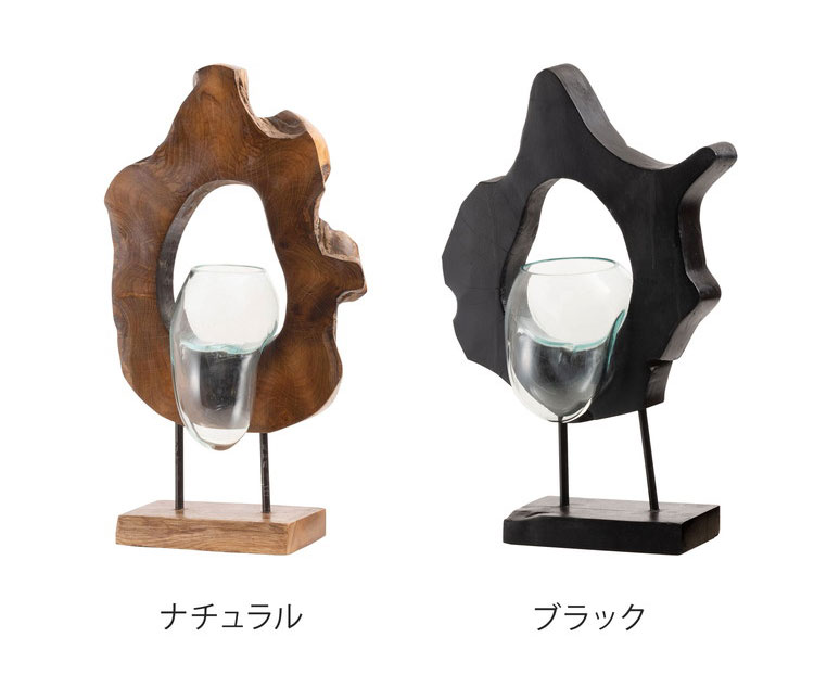 ガラスオブジェ オブジェ ガラス 置物 天然木 インテリア アート