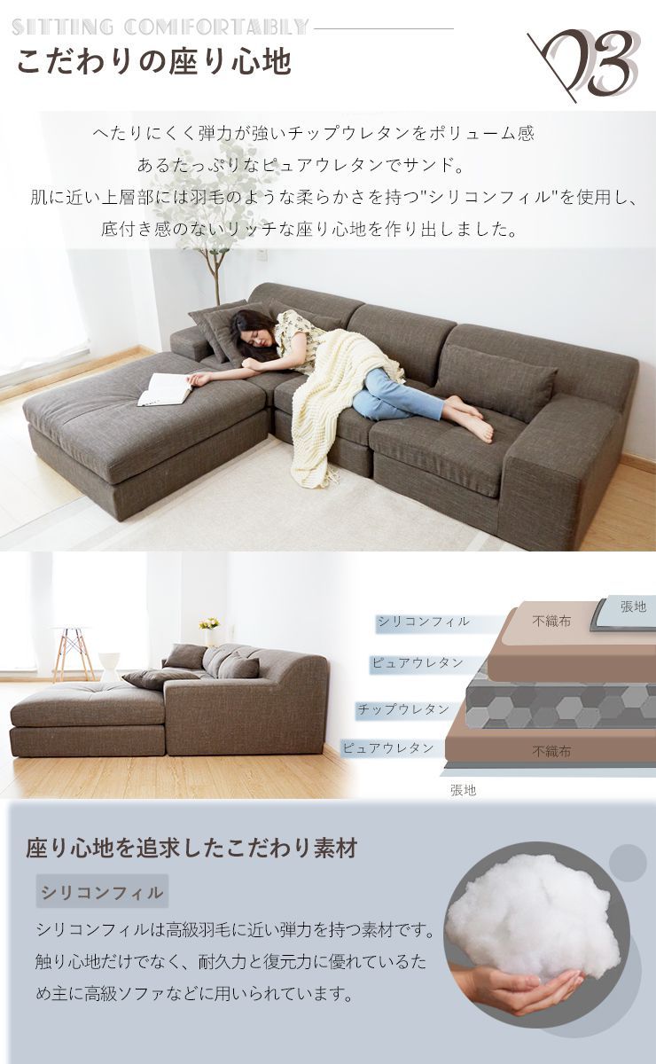 ソファー フロアソファ グレー ネイビー ブラウン リビング おしゃれ 代引不可 リコメン堂 - 通販 - PayPayモール ソファー 3人掛け 幅210cm ロータイプ ファブリック L字 I字 クッション付 オットマン グレー