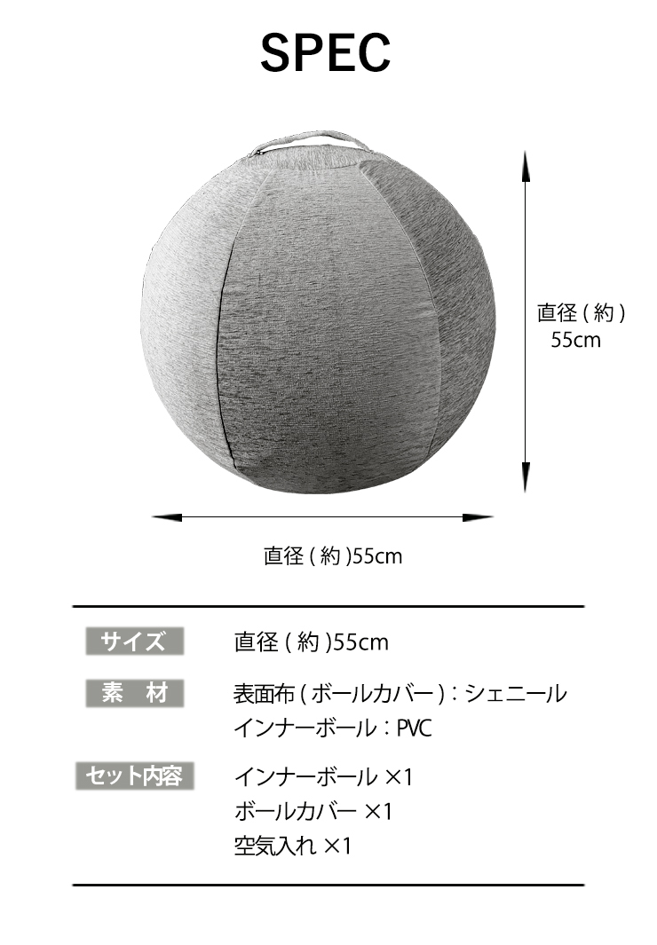 バランスボール バランスチェア 椅子 55cm カバー付 空気入れ付