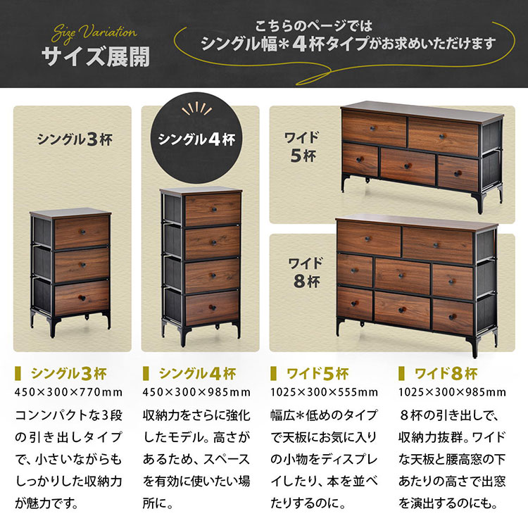 ターンチェスト 4段 Reversible Vintage リバーシブル前板×アメリカン