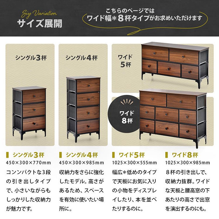 ターンチェスト 3段 8杯 Reversible Vintage リバーシブル前板