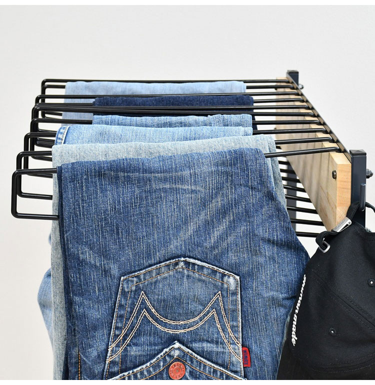 【美品】ヴィンテージデニム用ハンガー サイズ0 rootis 日本製 ワイドパンツ対応 ジーンズハンガー 10本掛け 高さ調節
