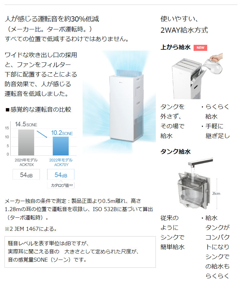 ダイキン 加湿空気清浄機 加湿ストリーマ空気清浄 ACK70Y-W ホワイト 加湿 加湿器 空気清浄 空気清浄器 代引不可 空気清浄機 