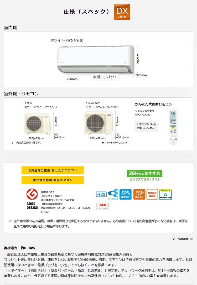 ダイキン スゴ暖 ルームエアコン DXシリーズ 2025年モデル