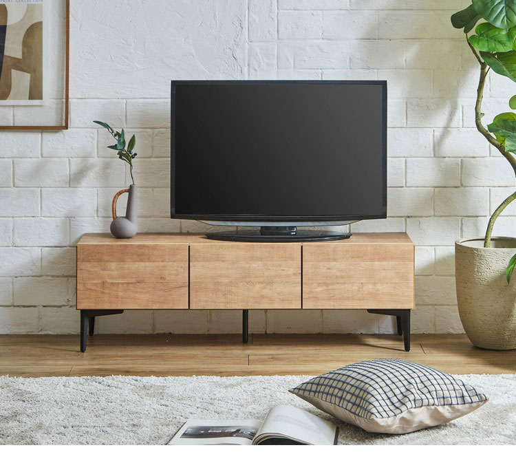 テレビ台(ローボードギャラリー120 MBR＆BK) ガラス扉付き テレビ台