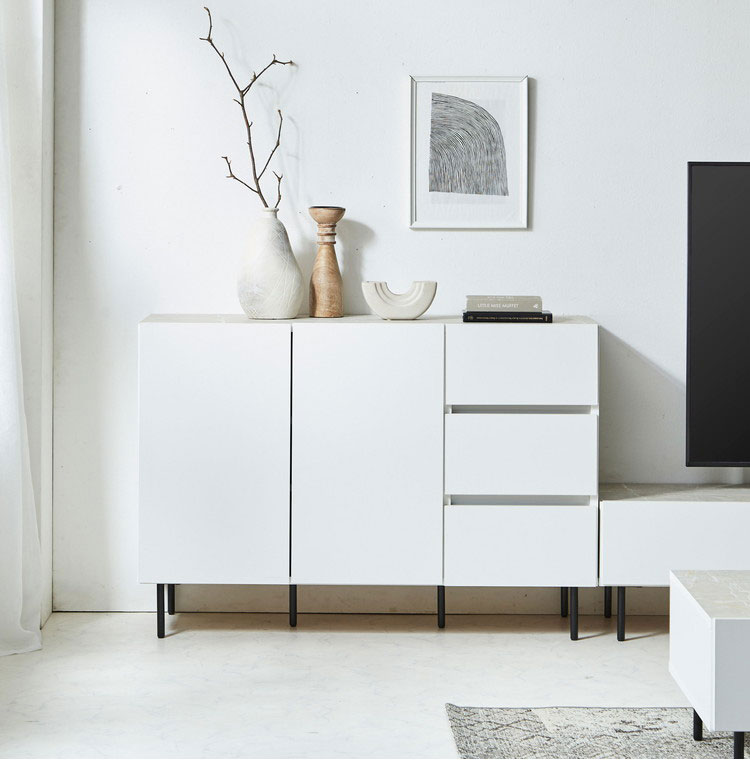 キャビネット 幅120cm チェスト 日本製 大川家具 完成品 ビビ 収納家具