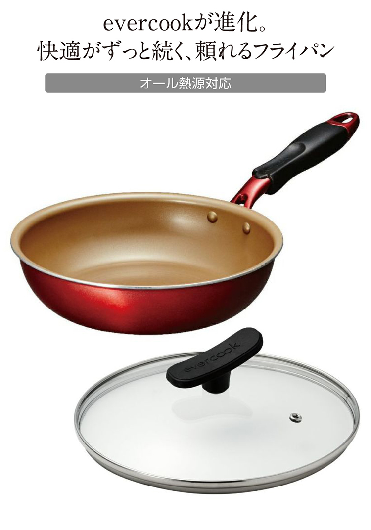 エバークック アルファ evercookα フライパン 22cm ガラス蓋セット IH