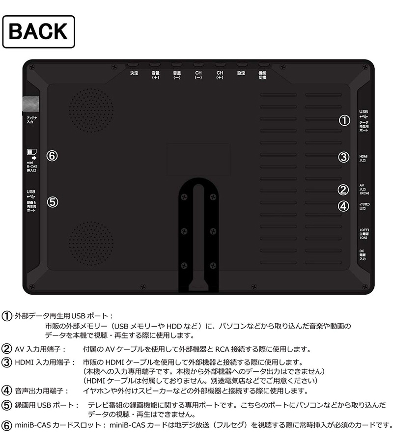 9インチ 地上デジタルテレビ 録画機能付 車載 HDMI APT09R ポータブル