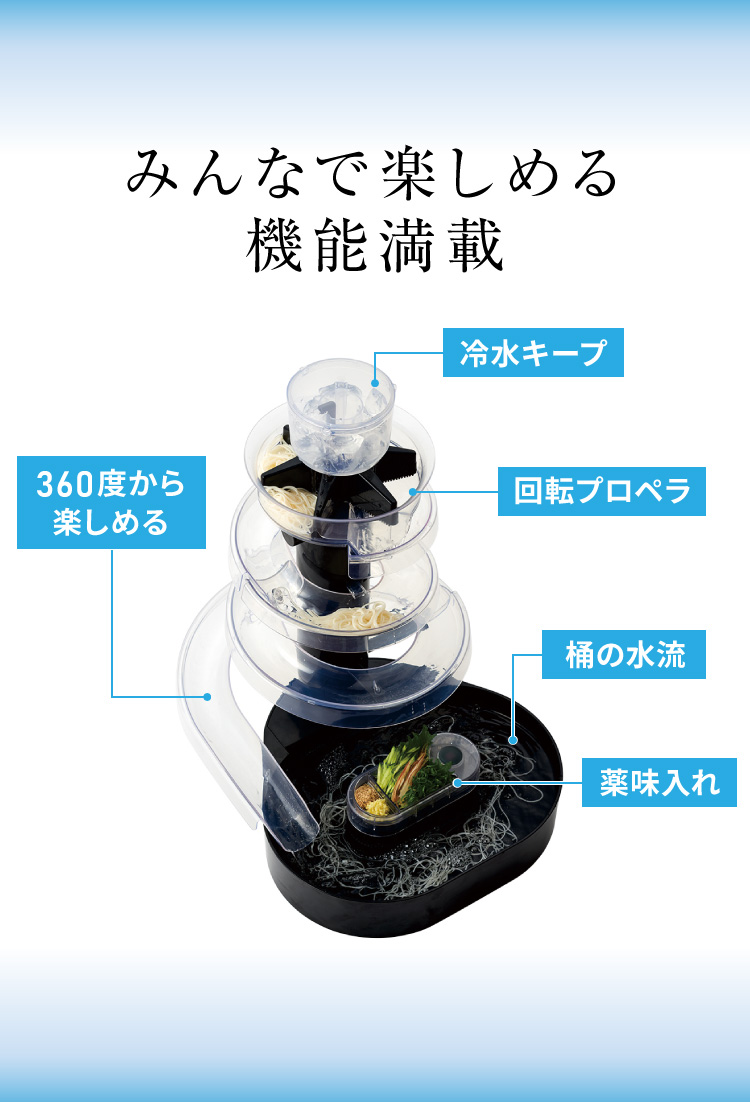 Otona オトナ 大人の流しそうめん 流しそうめん機 薬味ポケット付き 卓上 コードレス 電池式 世界流しそうめん協会認定