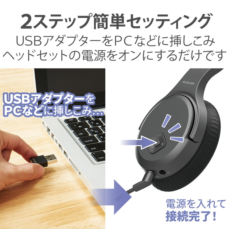 エレコム ヘッドホン ヘッドセット ワイヤレス 無線2.4GHz 有線 3.5mm