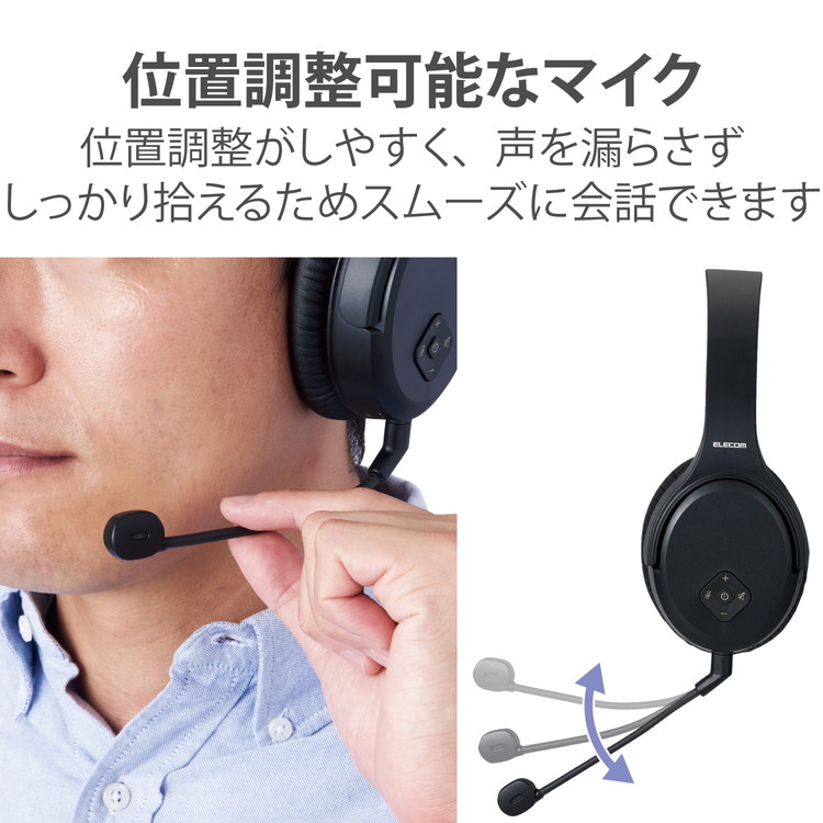 エレコム ヘッドホン ヘッドセット ワイヤレス 無線2.4GHz 有線 3.5mm