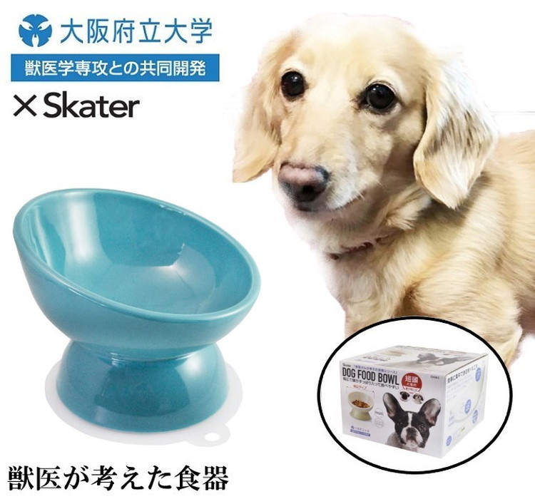スケーター 短頭犬用 食器 陶磁器製 ペット餌入れ 幅広 マット付
