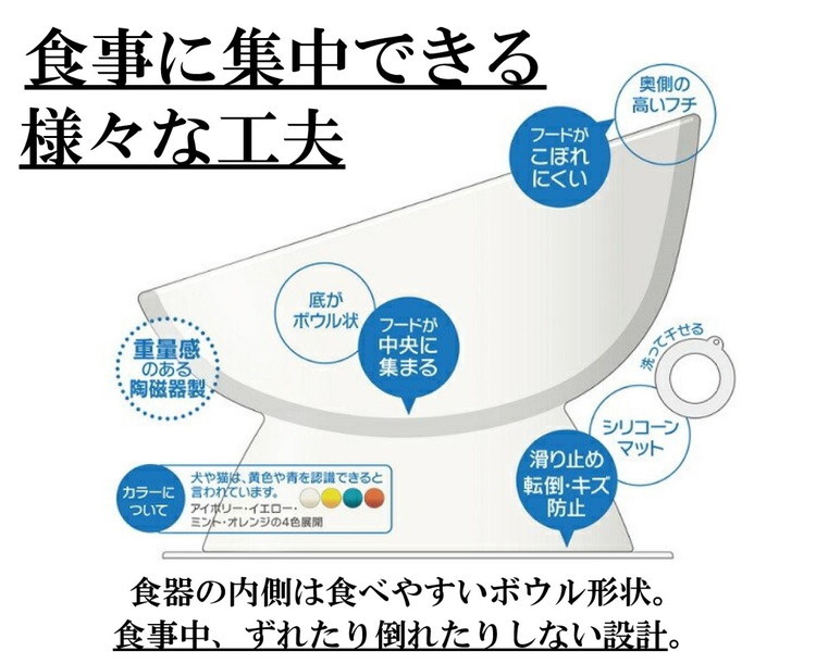 スケーター 短頭犬用 食器 陶磁器製 ペット餌入れ 幅広 マット付 ミント Chob3 ペット 犬 優しい 餌箱 軽減 エサ入れ お皿 餌 負担 体 ごはん 猫 サービス