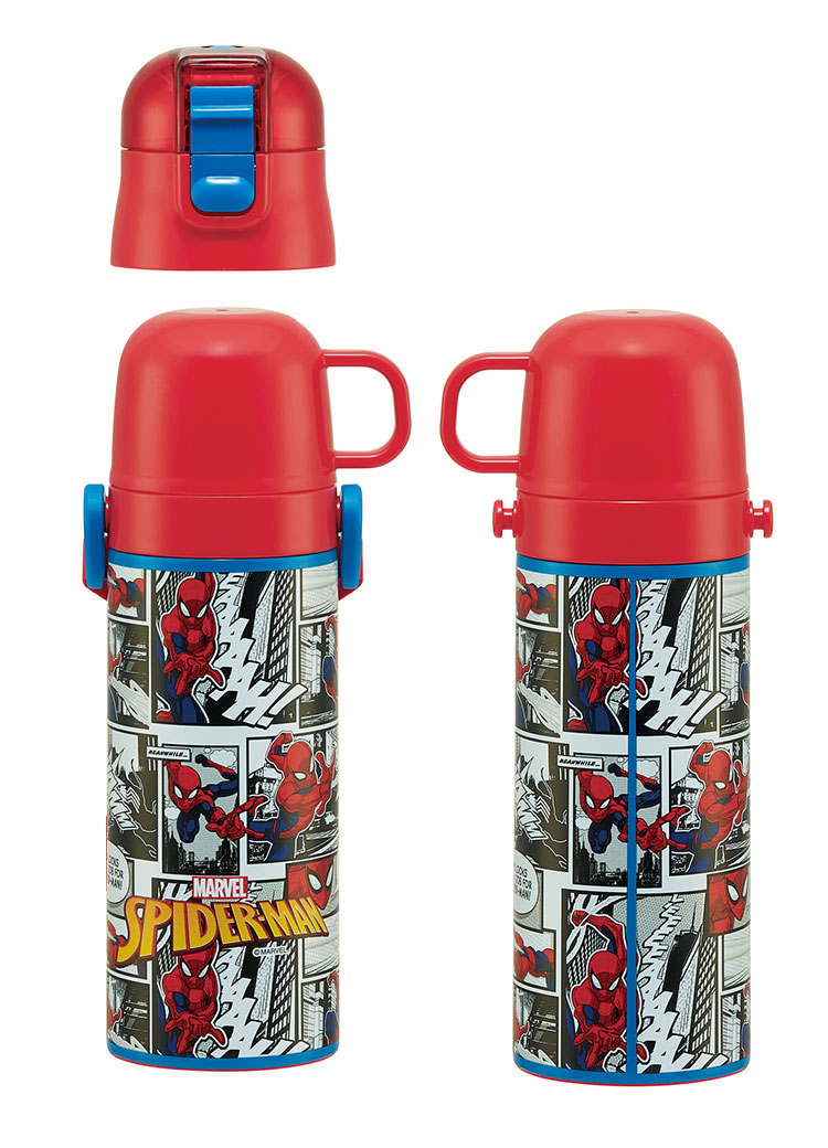 スパイダーマン25 水筒 キッズ 直飲み ワンタッチ ステンレス 保冷