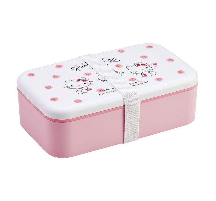 ハローキティお弁当箱バッグ、ハローキティお弁当箱、ハローキティスプーン&フォーク ハローキティ サンリオ sanrio 水彩コスメ カトラリー付き 弁当箱