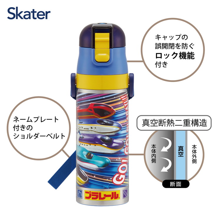 プラレール25 スケーター 水筒 キッズ 直飲み 470ml ステンレスボトル