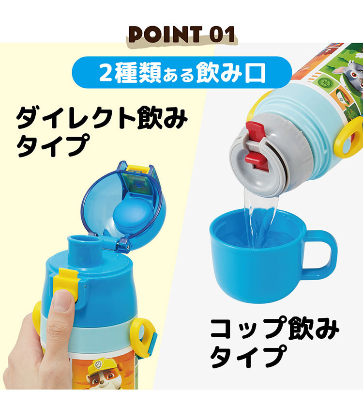 ドロイド君グッズ詰め合わせ パウ・パトロール 新柄 水筒 キッズ 2WAY仕様 直飲み・コップ