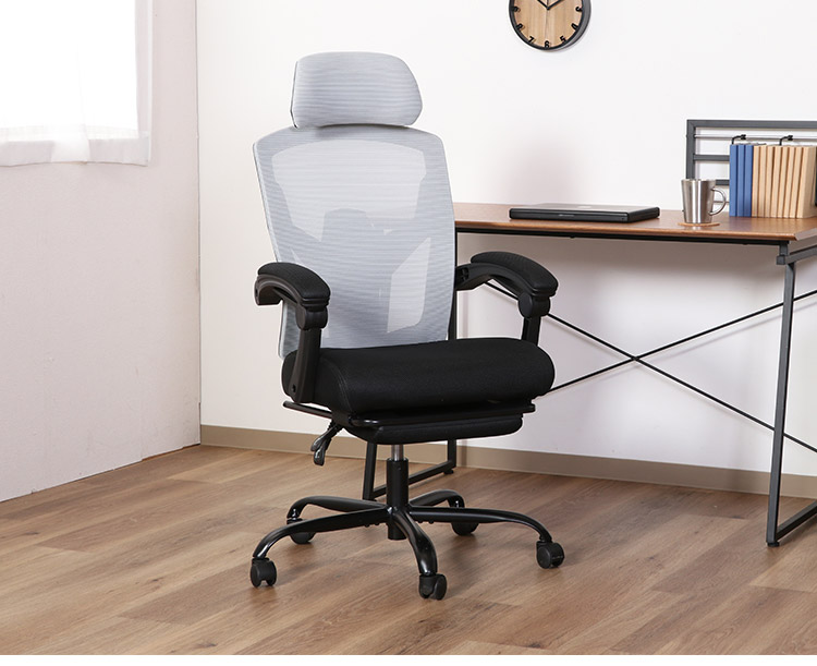 リクライニングチェア ヘッドレスト付き オフィスチェア デスクチェア