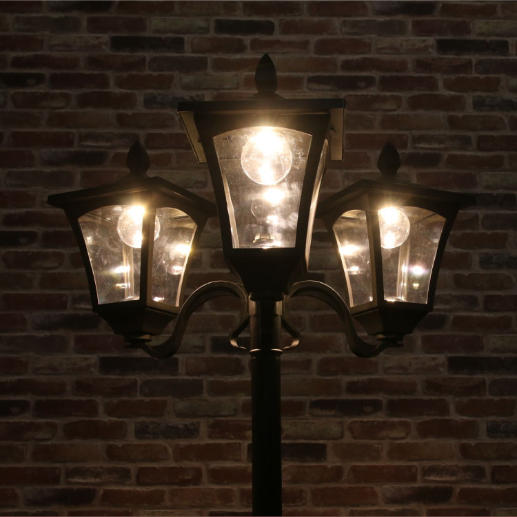 ソーラースタンドライト プランター付き 3灯 LEDライト ガーデン