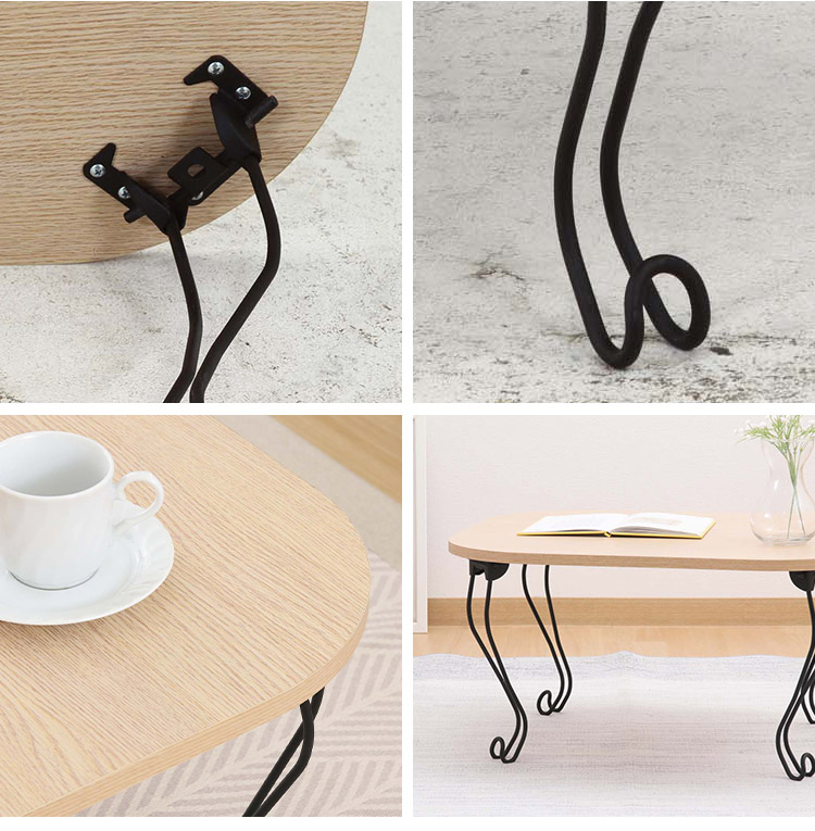 ねこ脚テーブル 折りたたみ 60×48cm ローテーブル かわいい 収納 省