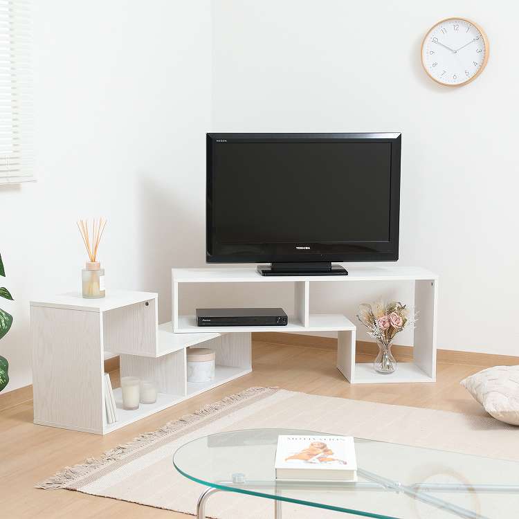 L字型伸縮TVボード オーク オークWH テレビ台 代引不可 : リコメン堂