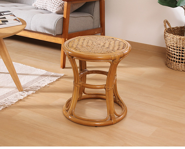 ラタン スツール HY 籐椅子 円形 籐家具 丸型 リビング 寝室 洗面所