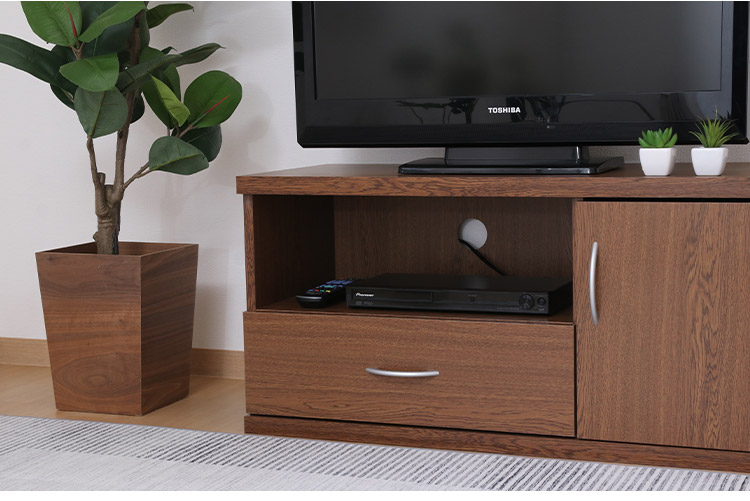 テレビ台 テレビボード 幅89cm ローボード 引き出し付き 扉収納 コード