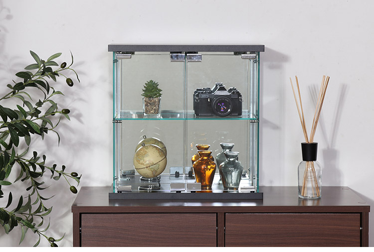 コレクションケース 卓上タイプ ガラス窓 背面ミラー 飾り棚 幅42.5