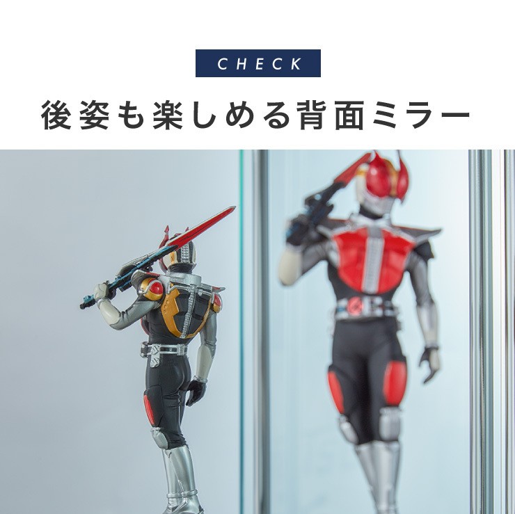 ガラスコレクションケース フィギュアケース 3段 背面ミラー 付き 幅