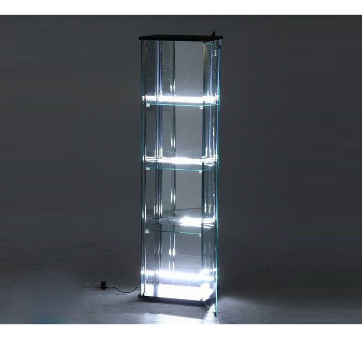 ガラスコレクションケース 4段 背面ミラー LED ブラック 幅42.5 ガラスコレクションケース 4段 背面ミラー LED ブラック 幅42.5