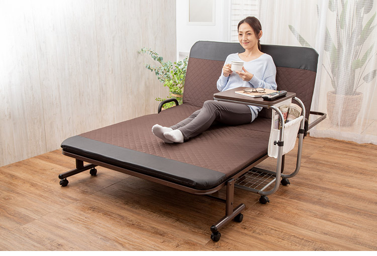 昇降式サイドテーブル 雑誌が入るポケット付き マガジンラック 高さ