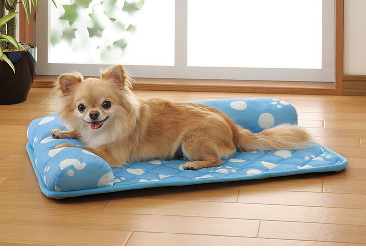 ペットマット ペット用布団 L字枕付き 40×60 接触冷感 足あと柄