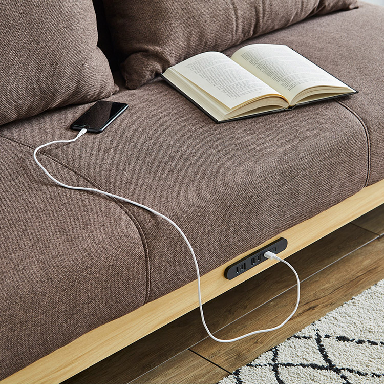 ソファベッド 3段階リクライニング 幅186 ファブリック座面×天然木