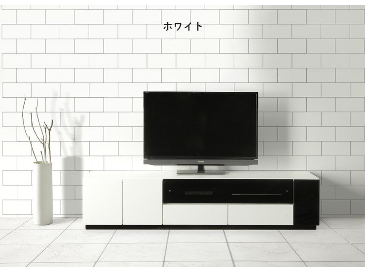 ローボード テレビ台 幅180 奥行42 高さ40 完成品 UV塗装 グレーペン強化ガラス 鏡面 おしゃれ ブラック ホワイト チェス 180 代引不可