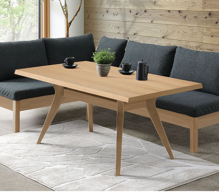 ダイニングテーブル 4人掛け 120×85cm 木製 棚付き 4本脚 リビング