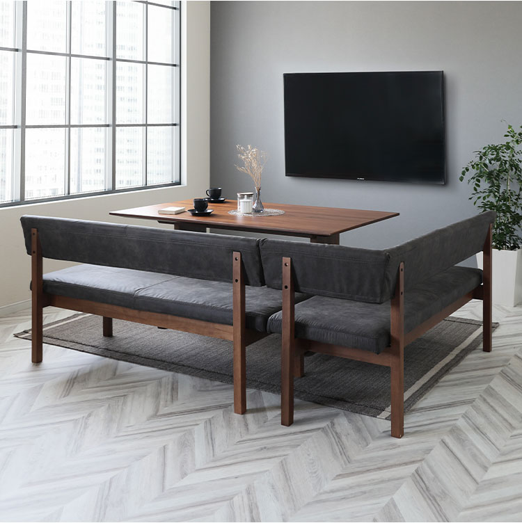 無印良品 リビングでもダイニングでもつかえる 150cm ダイニング4点セット テーブル＋ベンチ＋チェア2 デニムカバー洗濯可 無印良品｜リビングでもダイニングでもつかえるシリーズ｜ベンチ