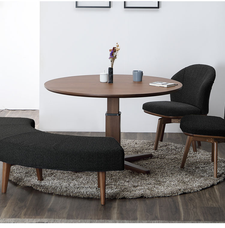 昇降テーブル 円形テーブル 幅120 高さ56.5~70.5cm 昇降式 無段階調整