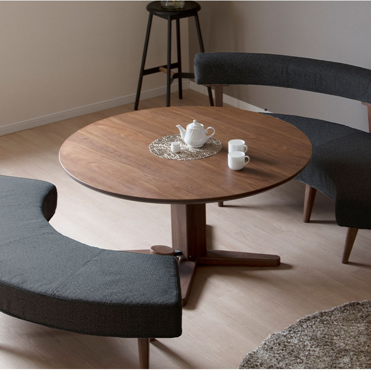 昇降テーブル 円形テーブル 幅120 高さ56.5~70.5cm 昇降式 無段階調整