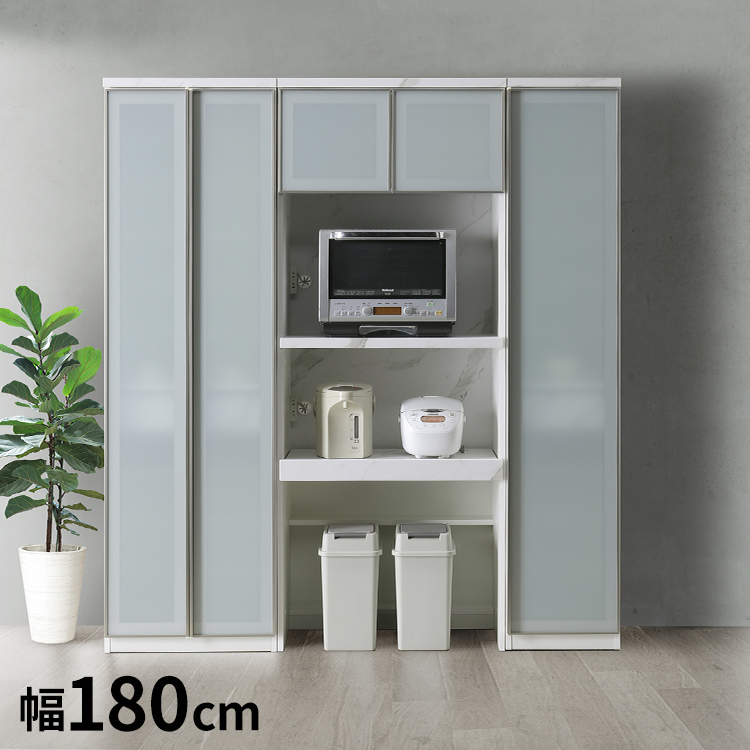 食器棚 幅60cm レンジボード 右開き 左開き ガラス戸 ブラック
