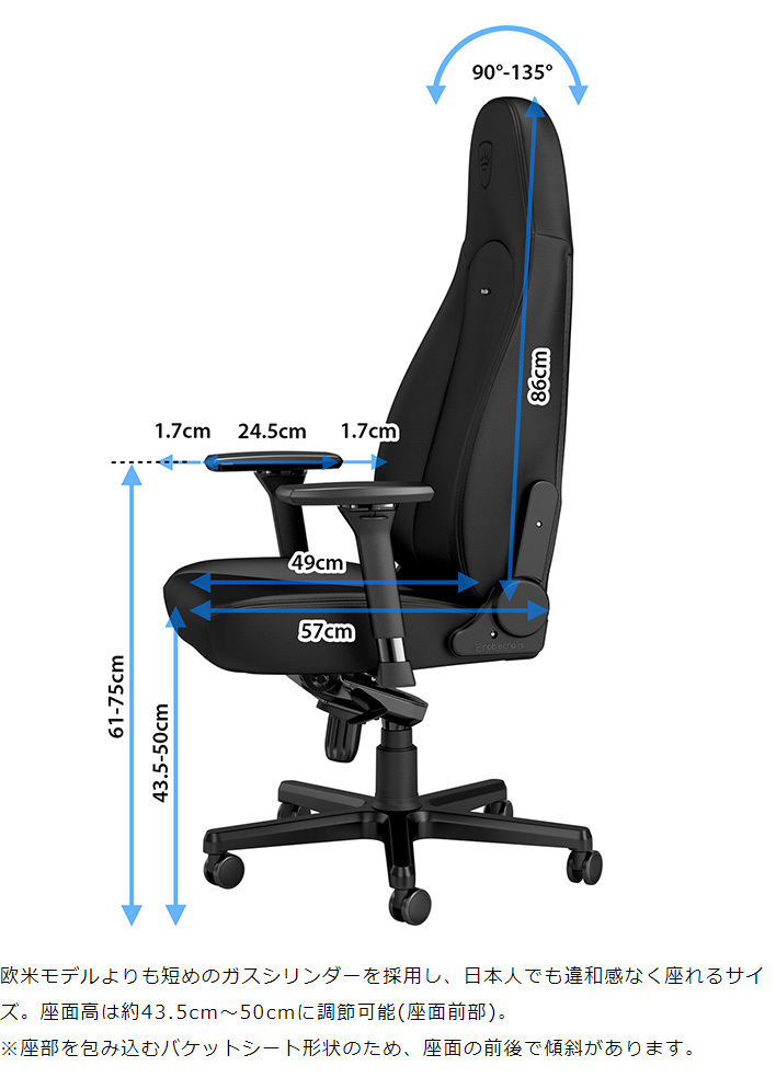 ゲーミングチェア noblechairs ICON BLACK EDITION ノーブルチェアーズ ロッキング アームレスト ブラック エディション  代引不可 : h5-pu-bed-icn : リコメン堂 - 通販 - Yahoo!ショッピング