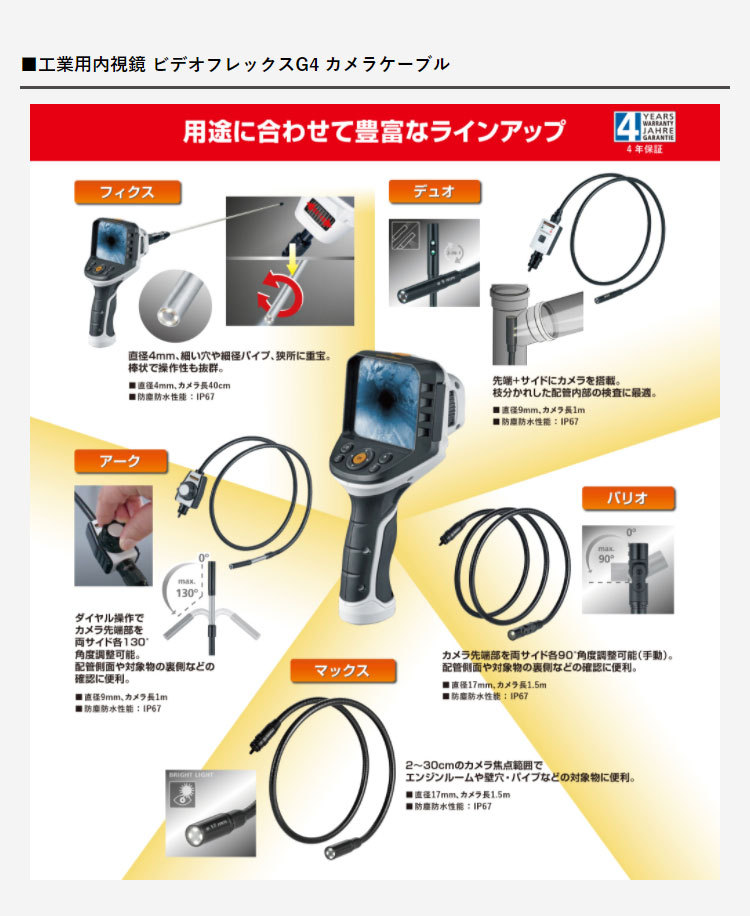 工業用内視鏡 ウマレックス UMAREX 排水管 完全防水 ビデオフレックス