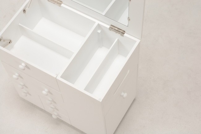 コスメワゴン 幅45cm 大容量 キャスター付 ティッシュケース ダストボックス ゴミ箱 ミラー 鏡 化粧道具 コスメ 収納 白 かわいい おしゃれ(代引不可)【送料無料】 コスメワゴン 幅45cm 大容量 キャスター付 ティッシュケース