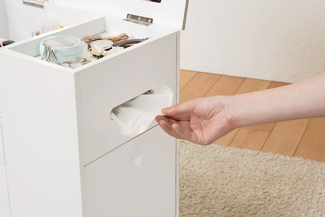 コスメワゴン 幅45cm 大容量 キャスター付 ティッシュケース