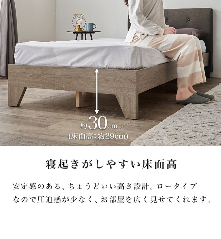 ファブリックベッド シングル 耐荷重350kg 頑丈 デザインベッド ヘッド