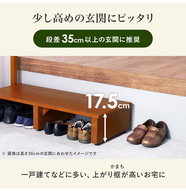 耐荷重100kg 手すり付き玄関踏み台 片側手すり 幅100cm 天然木 踏み台