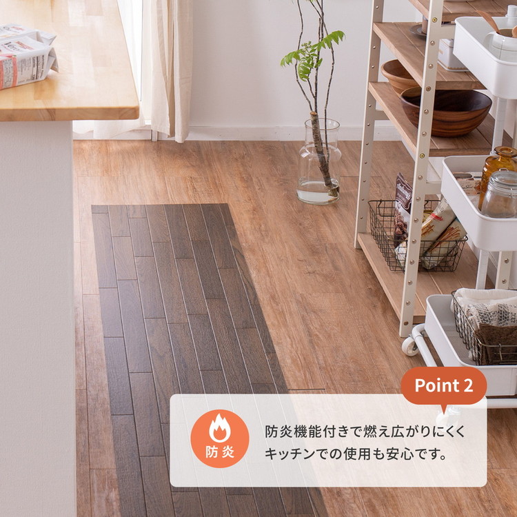 日本製 防炎 抗菌 防カビ 水拭きできるクッションフロアII 60×180 キッチンマット 拭ける フロアシート フローリングマット DIY 大理石  木目 代引不可 :hi-cf2-60x180:リコメン堂インテリア館 通販 